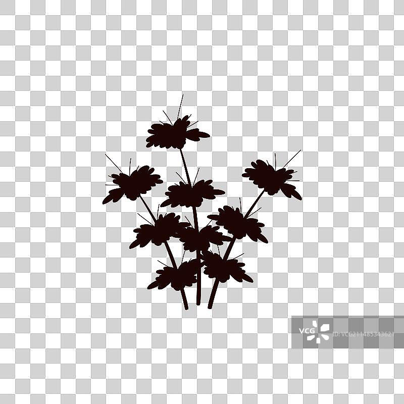 扁平风格黑色植物剪影图片素材