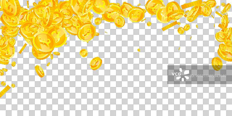 英国英镑硬币散落图片素材