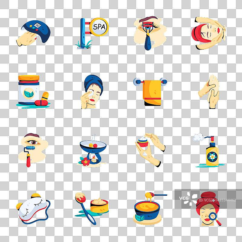 现代水疗扁平图标合集图片素材