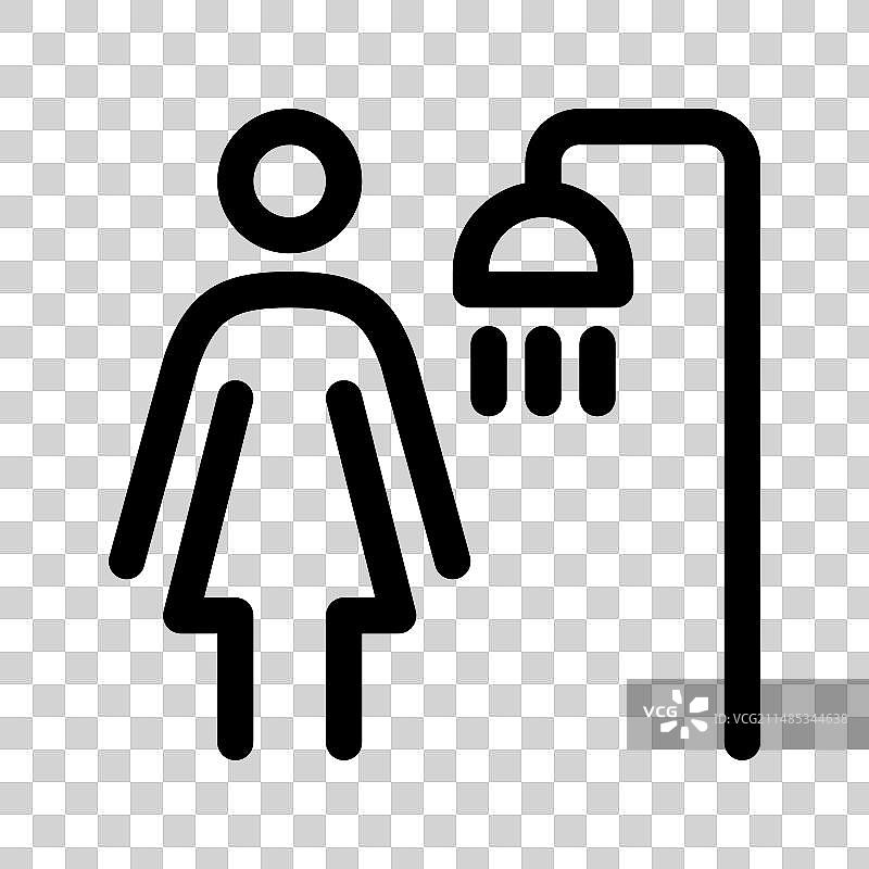 女士淋浴间线条图标图片素材