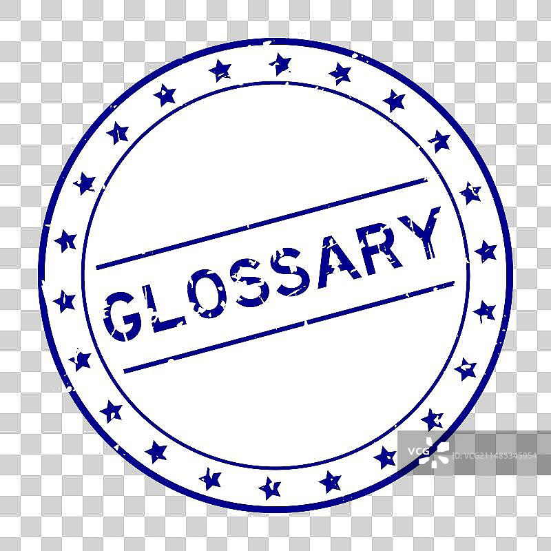 蓝色复古风术语表文字圆形橡胶印章图片素材