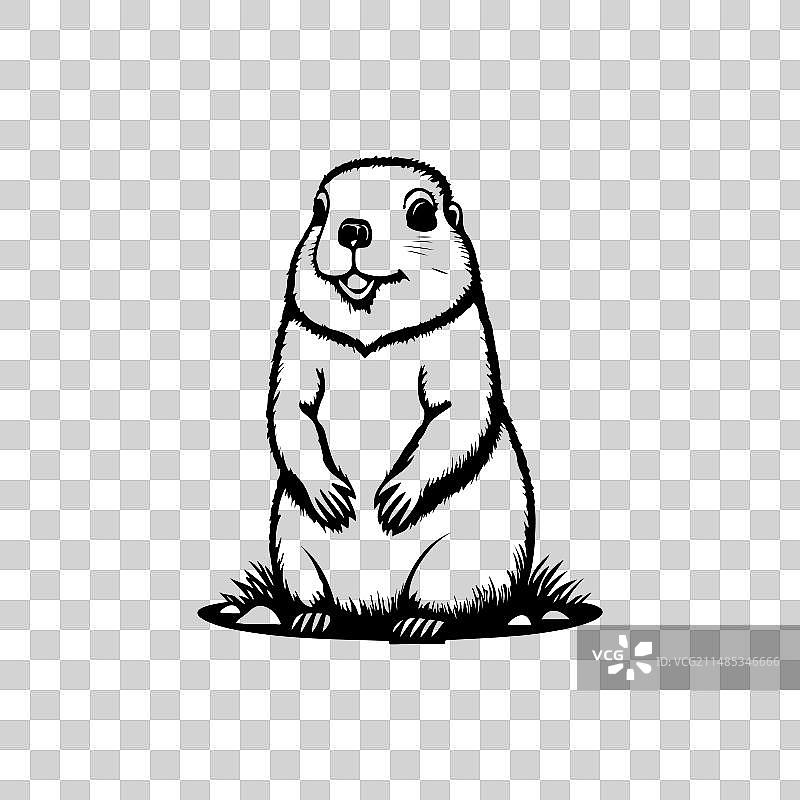 手绘黑色土拨鼠陆地图标图片素材