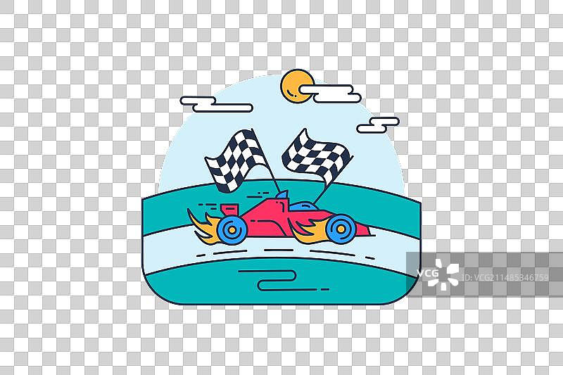 赛车赢得扁平风格比赛图片素材