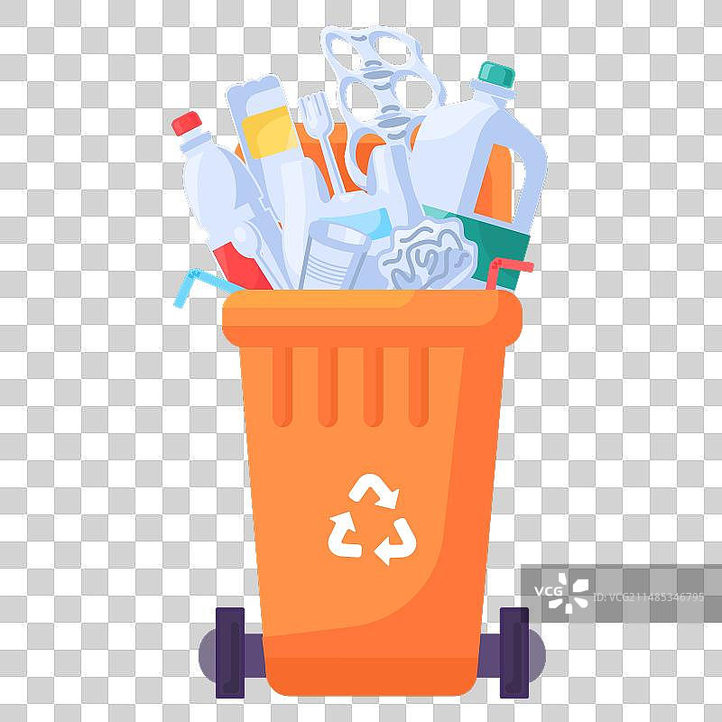 溢出的可移动塑料垃圾容器图片素材