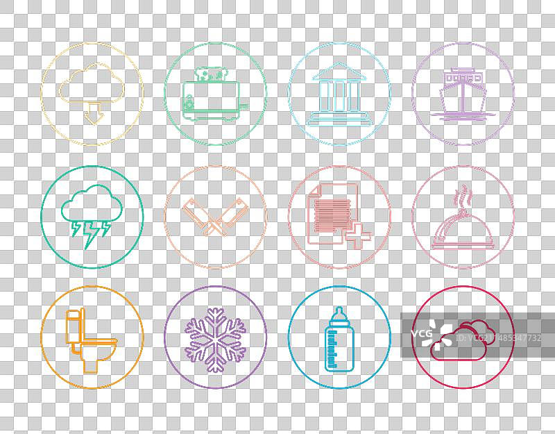 带有食物银行托盘的云覆盖线条图片素材