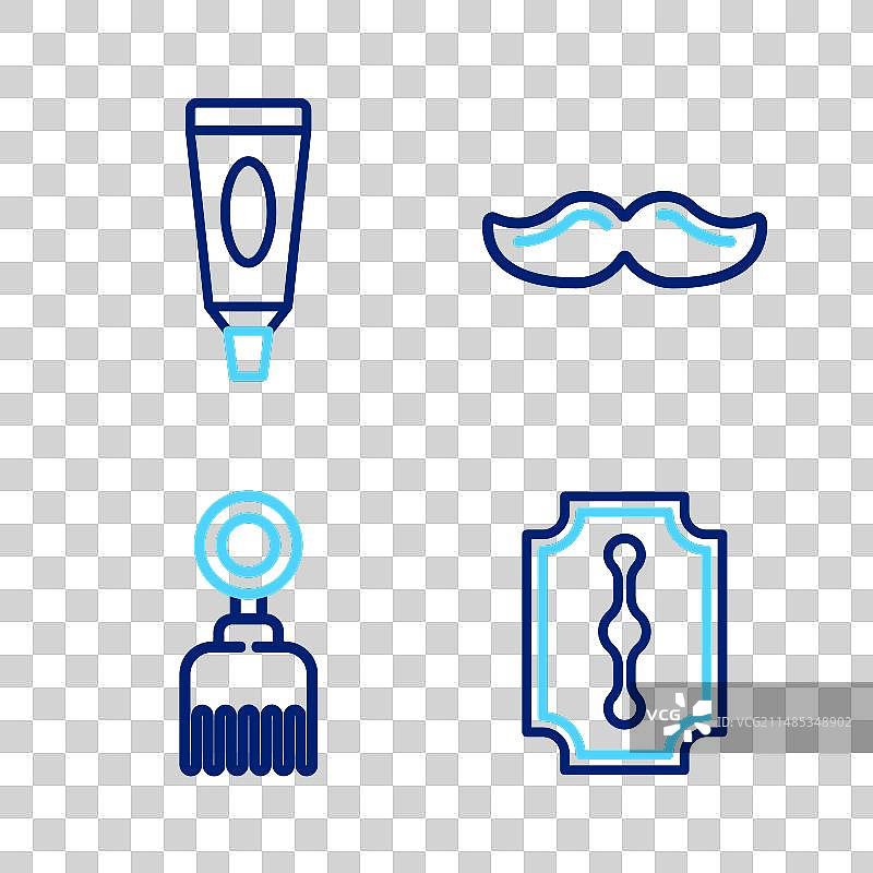 剃须刀、胡刷、发刷和剃须膏套装图片素材