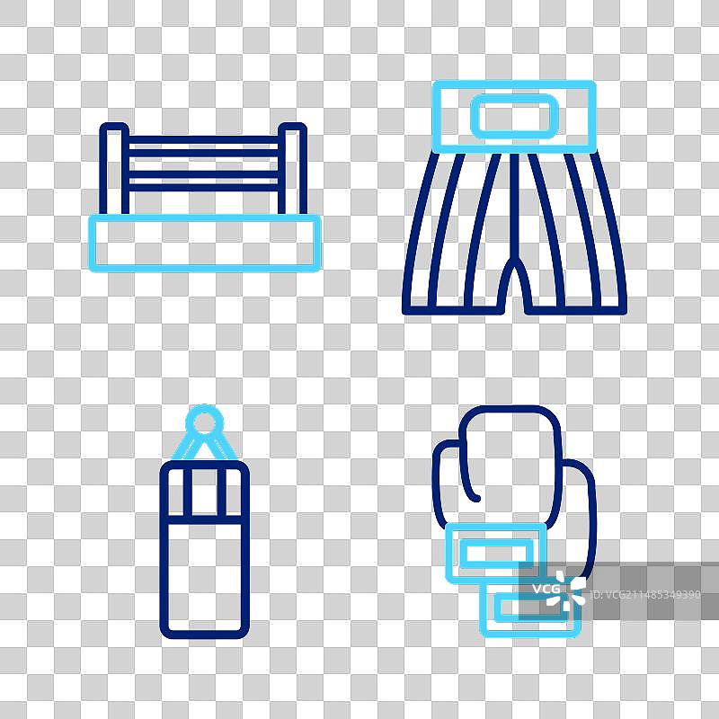 拳击手套沙袋拳击短裤拳击台组合图片素材