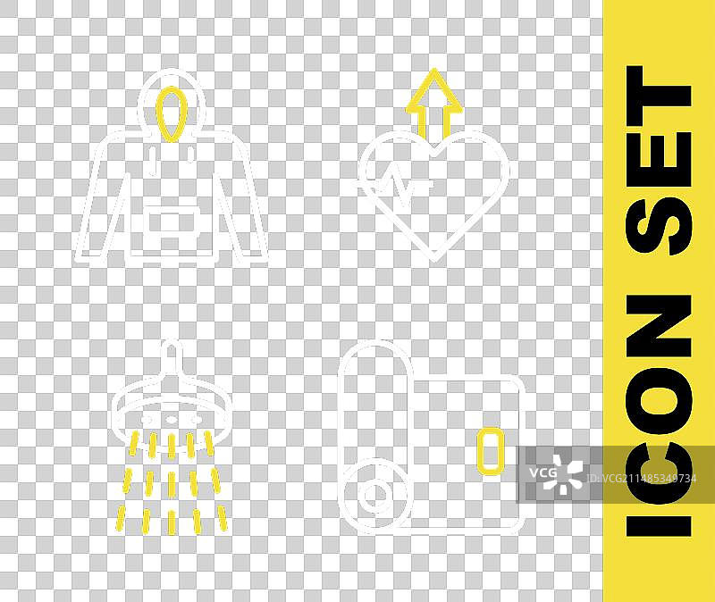 爱心心跳加速、健身垫卷线条图标图片素材