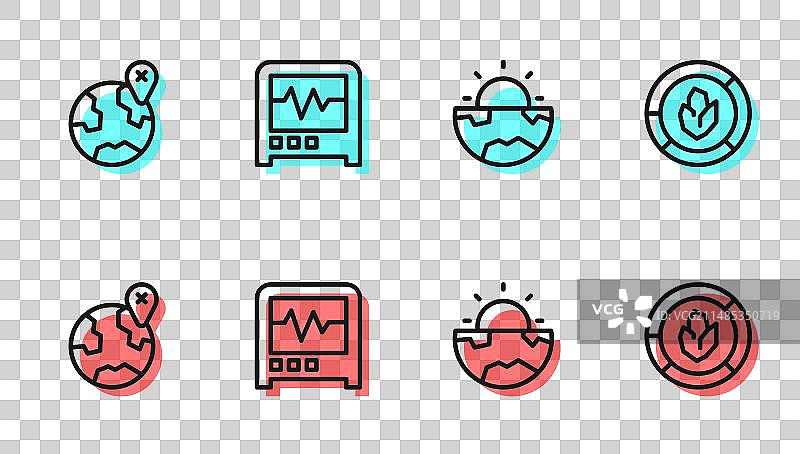 地球核心结构、地壳位置线条图片素材