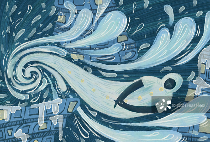 冬天封面插画设计风雪蓝色图片素材