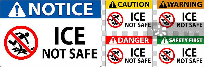 冰面不安全危险标志图片素材