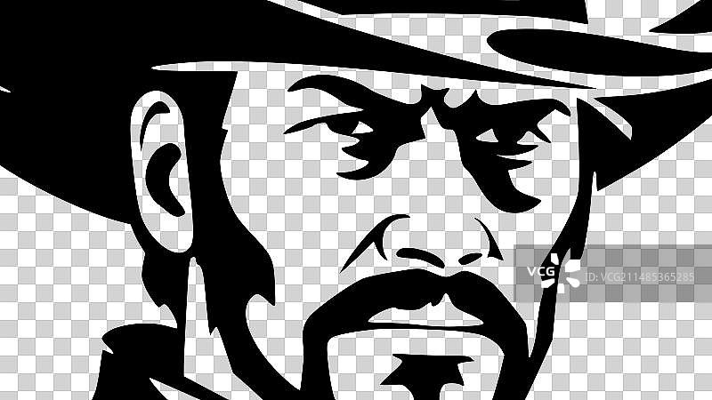 牛仔黑白隔离图标图片素材