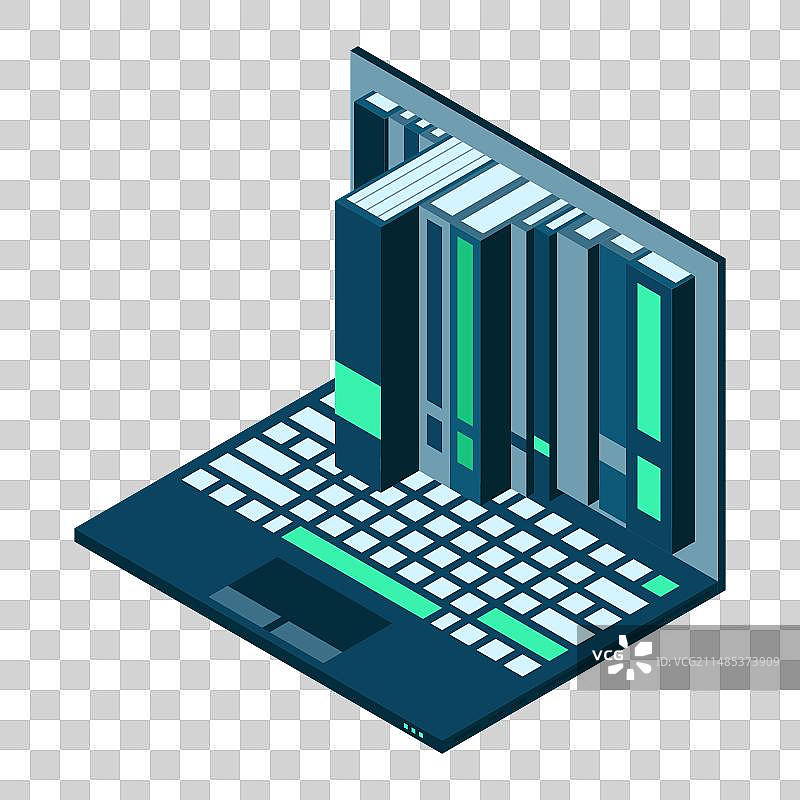 2.5D笔记本电脑在线学习和虚拟图片素材