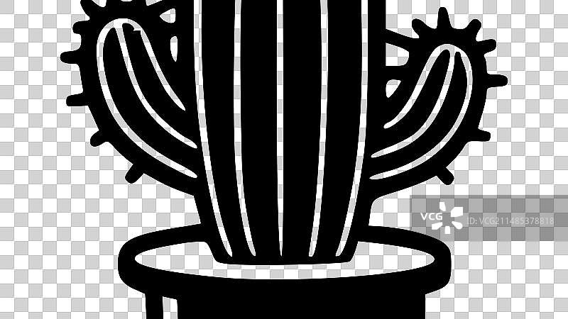 仙人掌黑白隔离图标图片素材