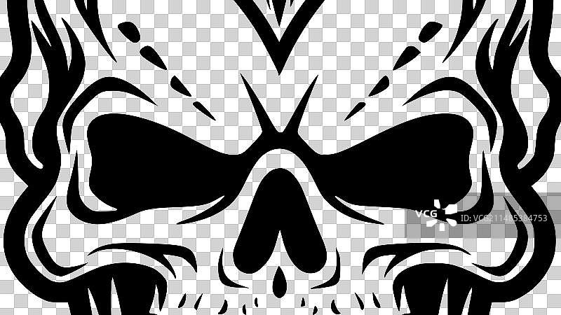 骷髅-黑色和白色孤立的图标图片素材