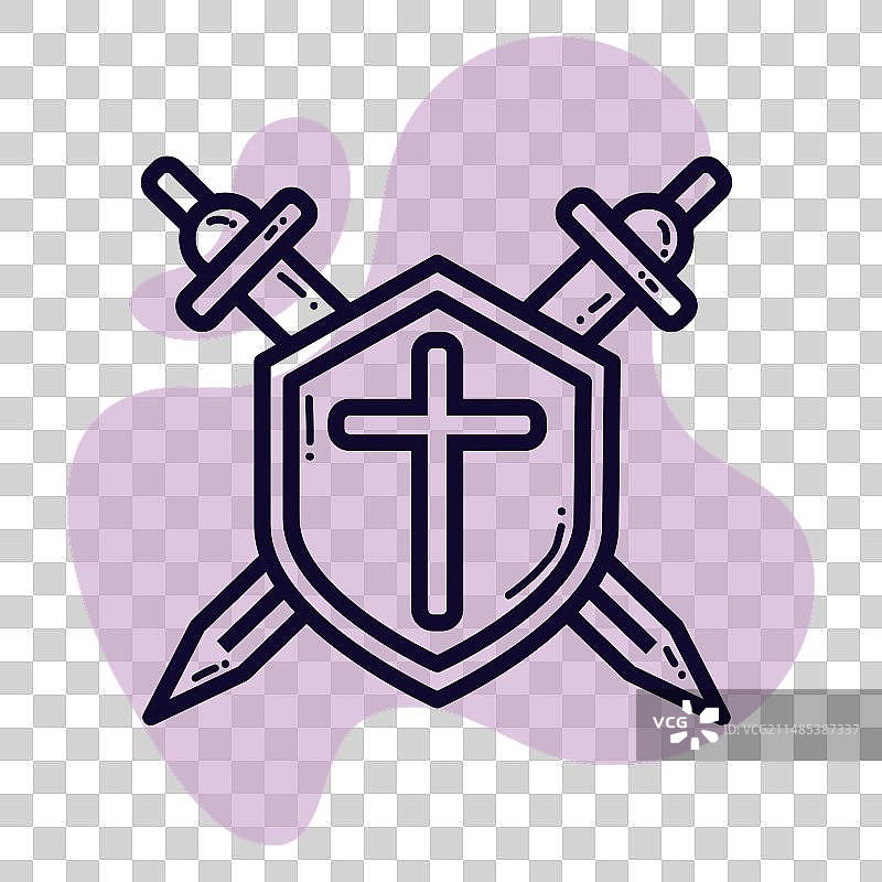 中世纪武器盾牌和剑图标图片素材