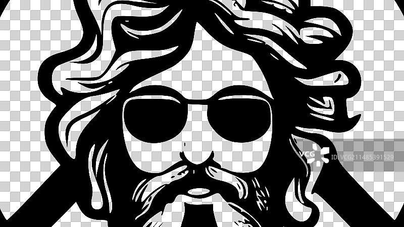 嬉皮士极简剪影图片素材