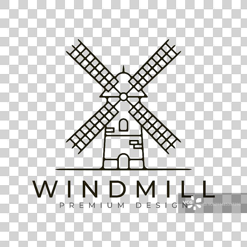 风车或农舍标志线稿图片素材