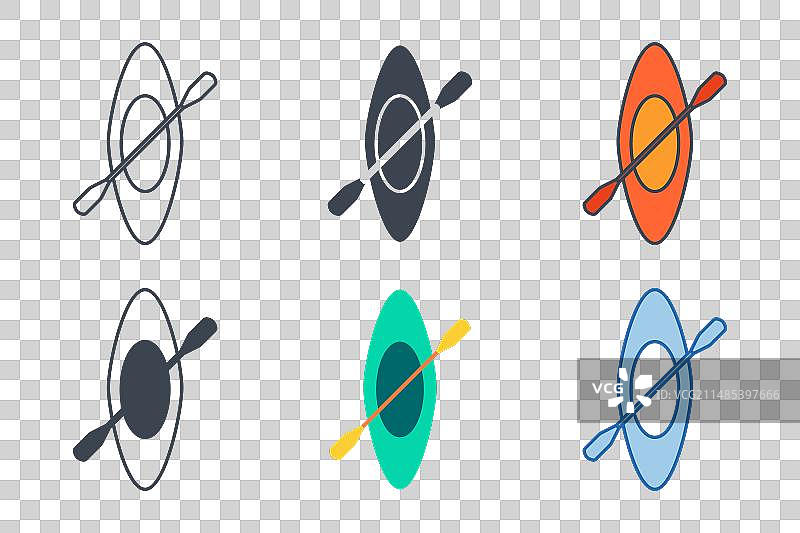 不同风格的独木舟图标合集图片素材