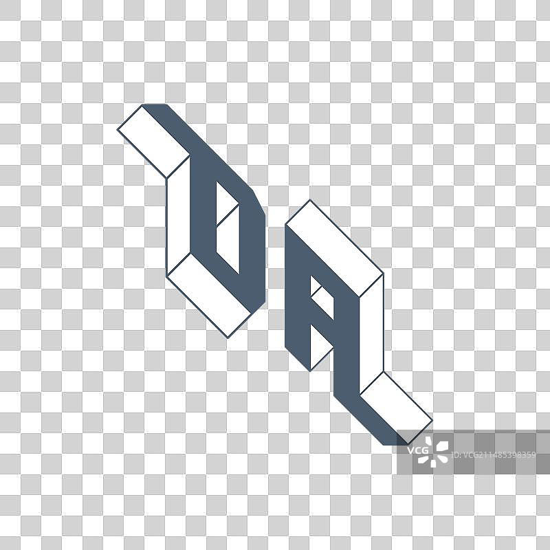 D和A等距3D字体组合标志图片素材