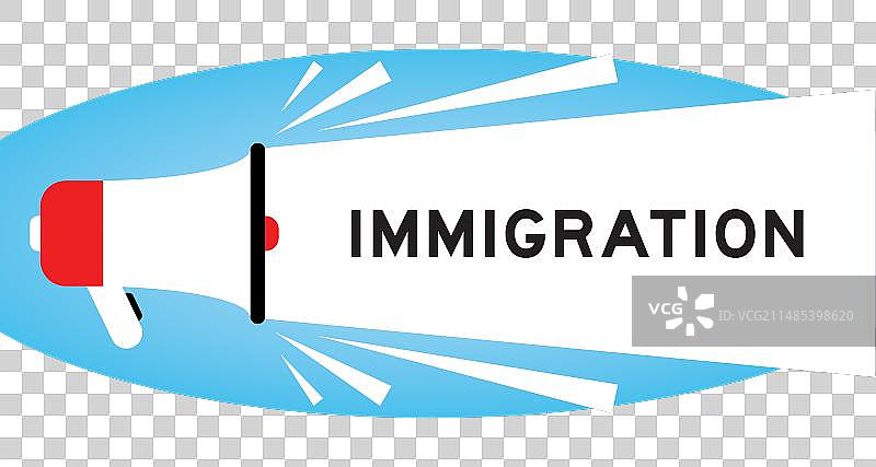 带有“移民”字样的彩色扩音器图标图片素材