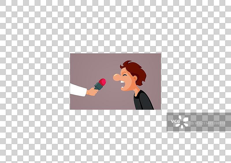 男人在麦克风采访中尖叫卡通图片素材