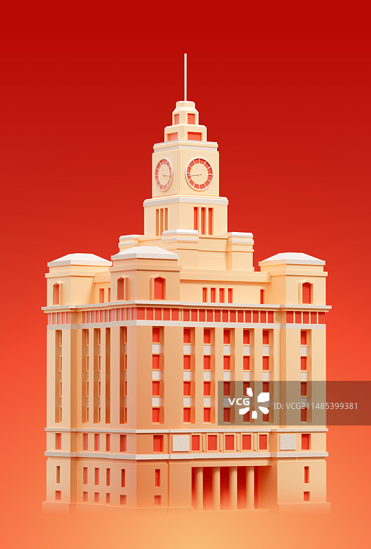 3D渲染上海外滩海关大楼图片素材