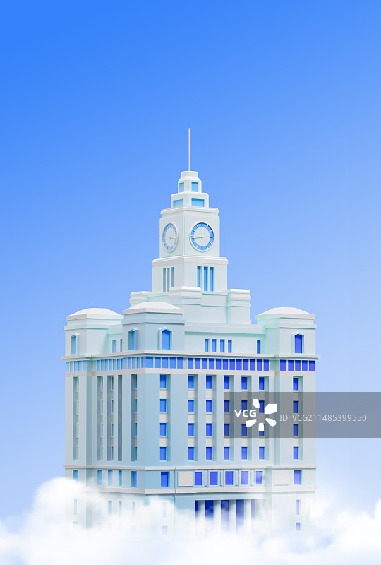 3D渲染上海外滩海关大楼图片素材