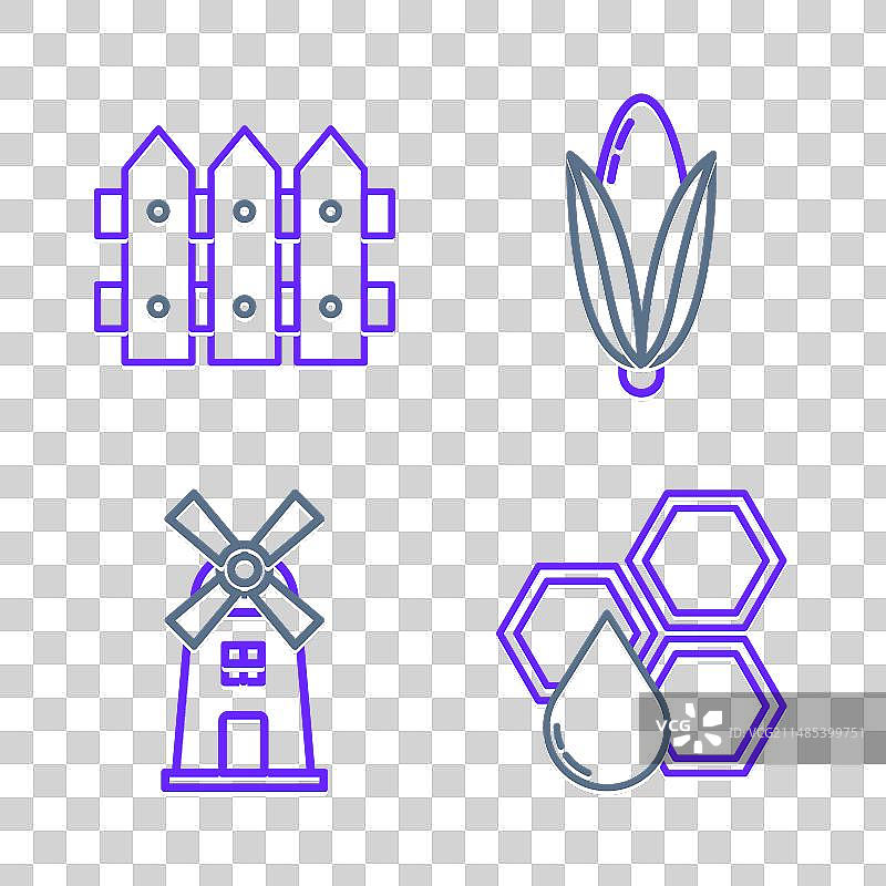 蜂巢风车玉米和花园栅栏图片素材