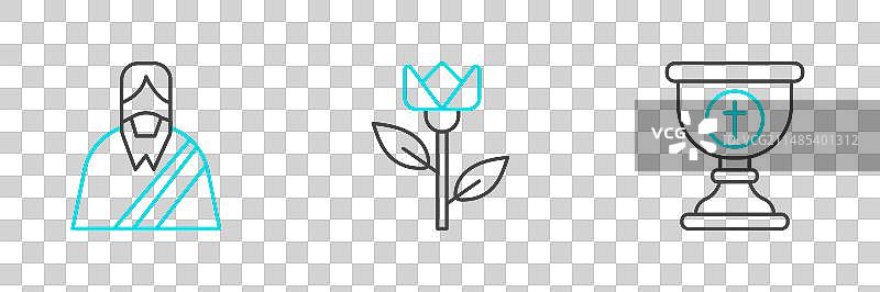 基督教圣杯耶稣和郁金香线条组合图片素材