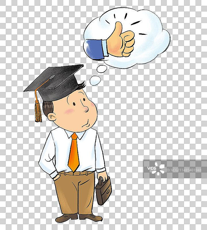 带博士帽的上班族，期待上司的赞赏图片素材