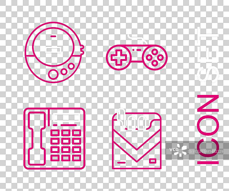 香烟盒电话听筒线条组合图片素材