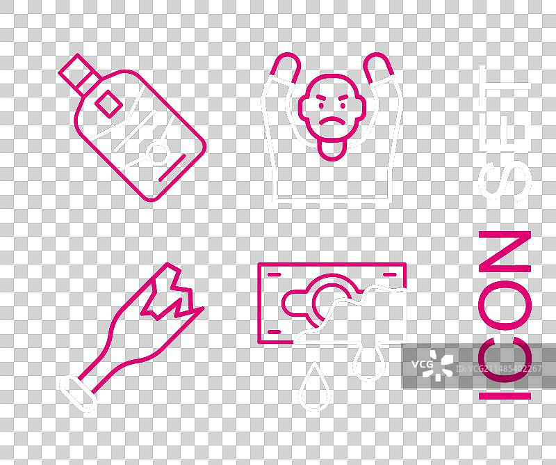 带血的钱和碎酒瓶武器组合图片素材