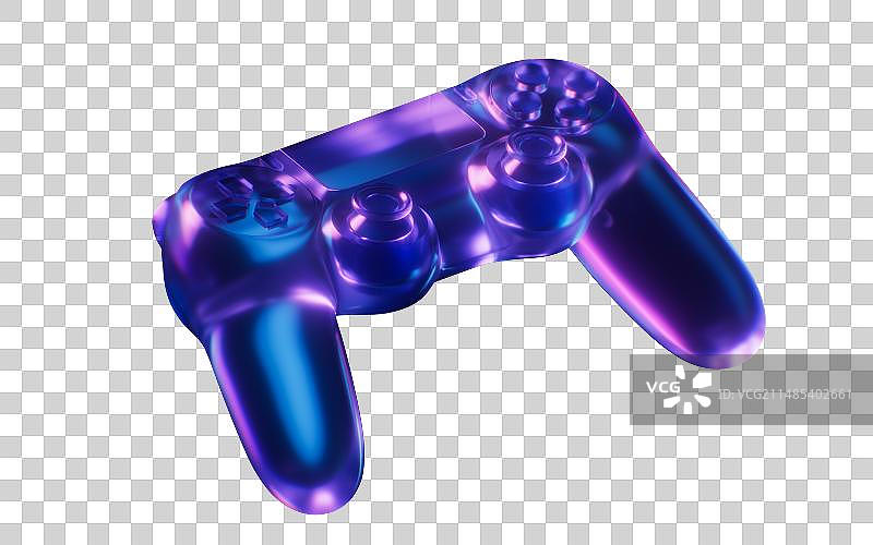 游戏手柄与霓虹灯光效果3D渲染图片素材