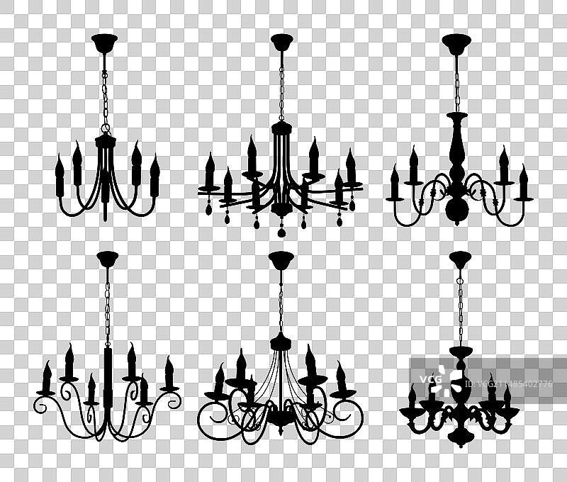 枝形吊灯剪影合集图片素材