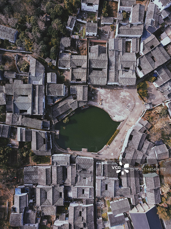 诸葛八卦村航拍图片素材