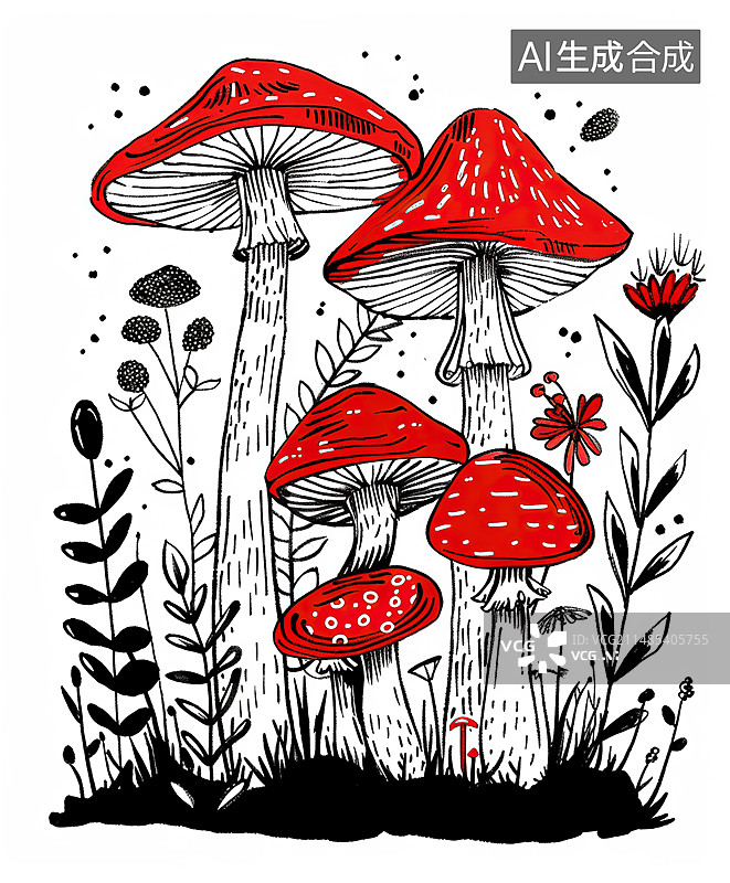 【AI数字艺术】野生蘑菇和蘑菇图片素材