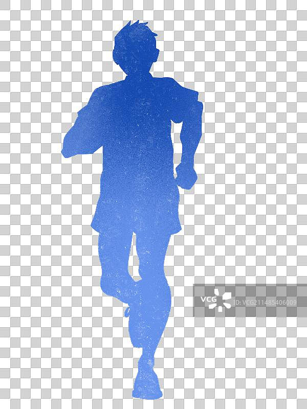 一个人跑步的剪影背影插画元素图片素材