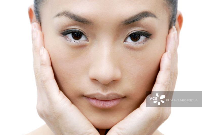 女人面部与手图片素材