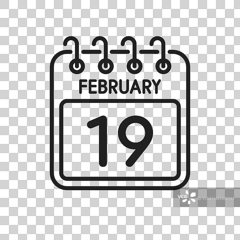 日历页面图标 - 2月19日图片素材