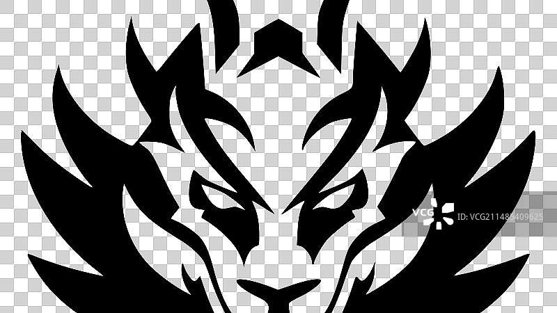 龙-黑白相间的孤立图标图片素材