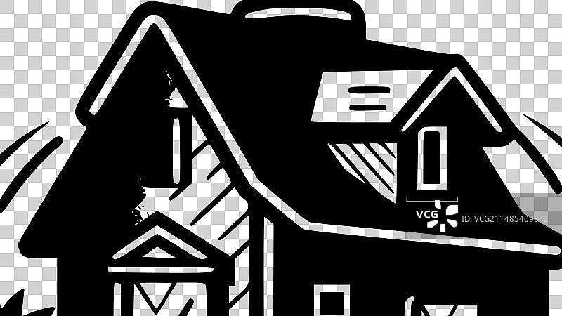 农舍黑白隔离图标图片素材