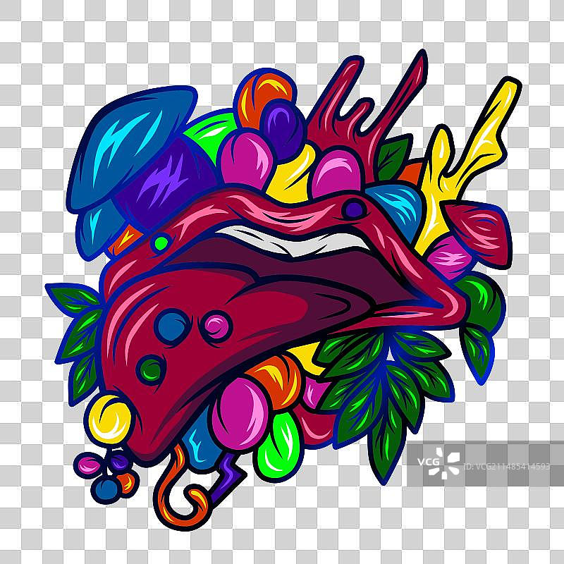 嘴唇吐舌艺术人像logo彩色设计图片素材