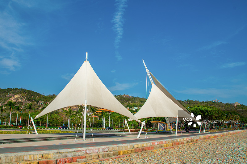 音乐广场 膜结构景观 厦门风光 厦门 环岛路 海边 帆布遮阳棚 厦门景点 海滨 地标景点图片素材
