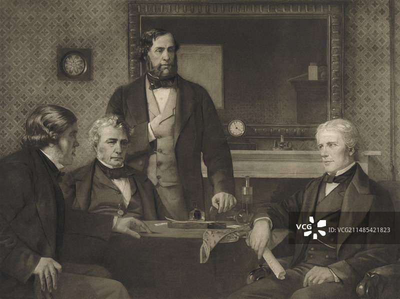皇家学会代表团拜访法拉第图片素材