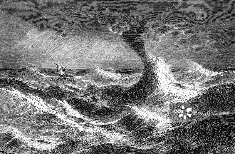 水龙卷历史画作图片素材