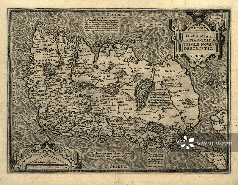 奥特柳斯1598年爱尔兰地图图片素材