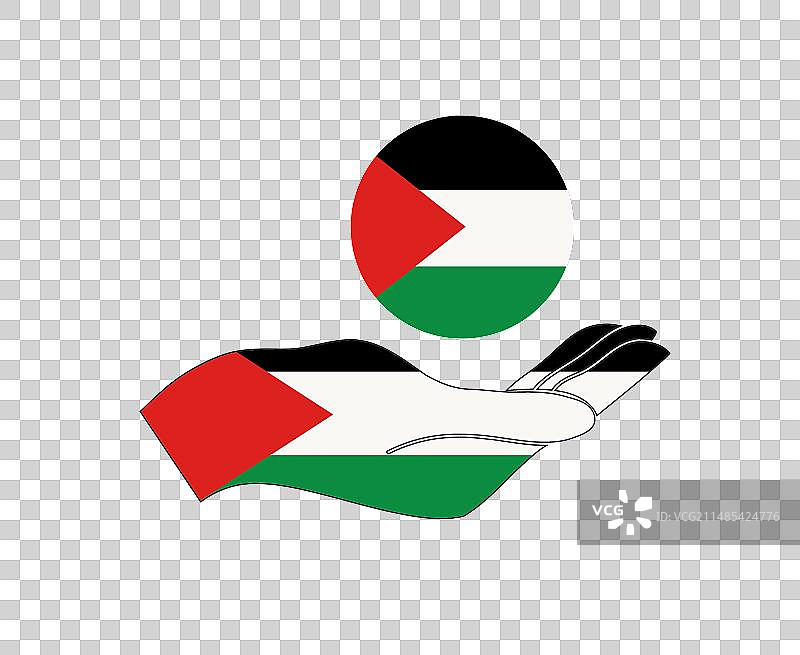 巴勒斯坦国旗徽章和手势抽象符号图片素材