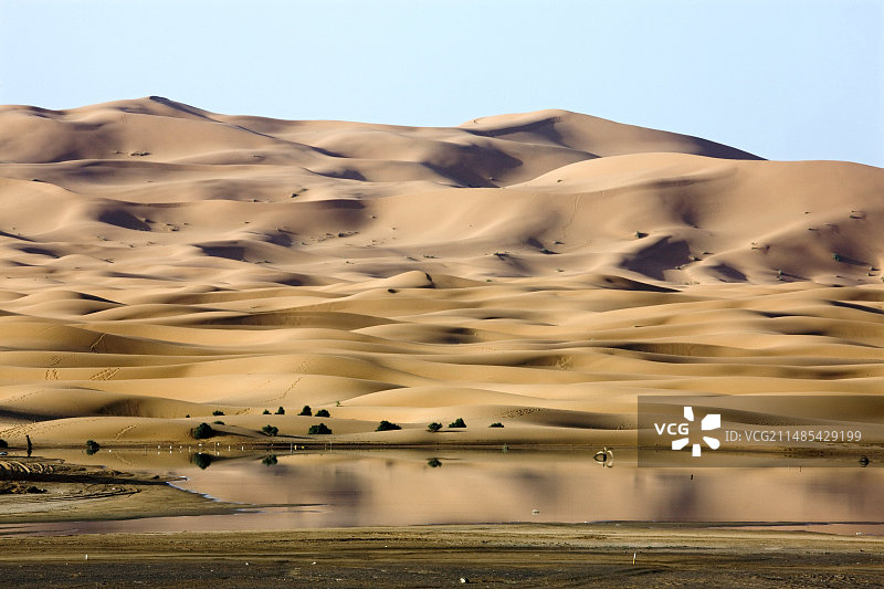撒哈拉湖泊和沙丘图片素材