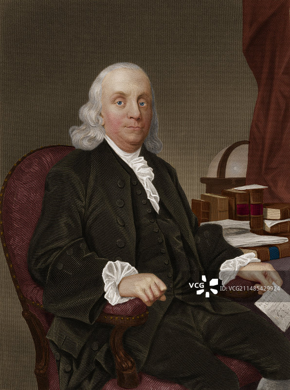 本杰明·富兰克林，美国博学家图片素材